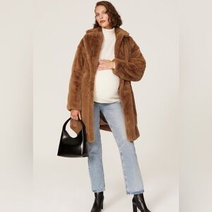 Emilia George Faux Fur Maternity Coat